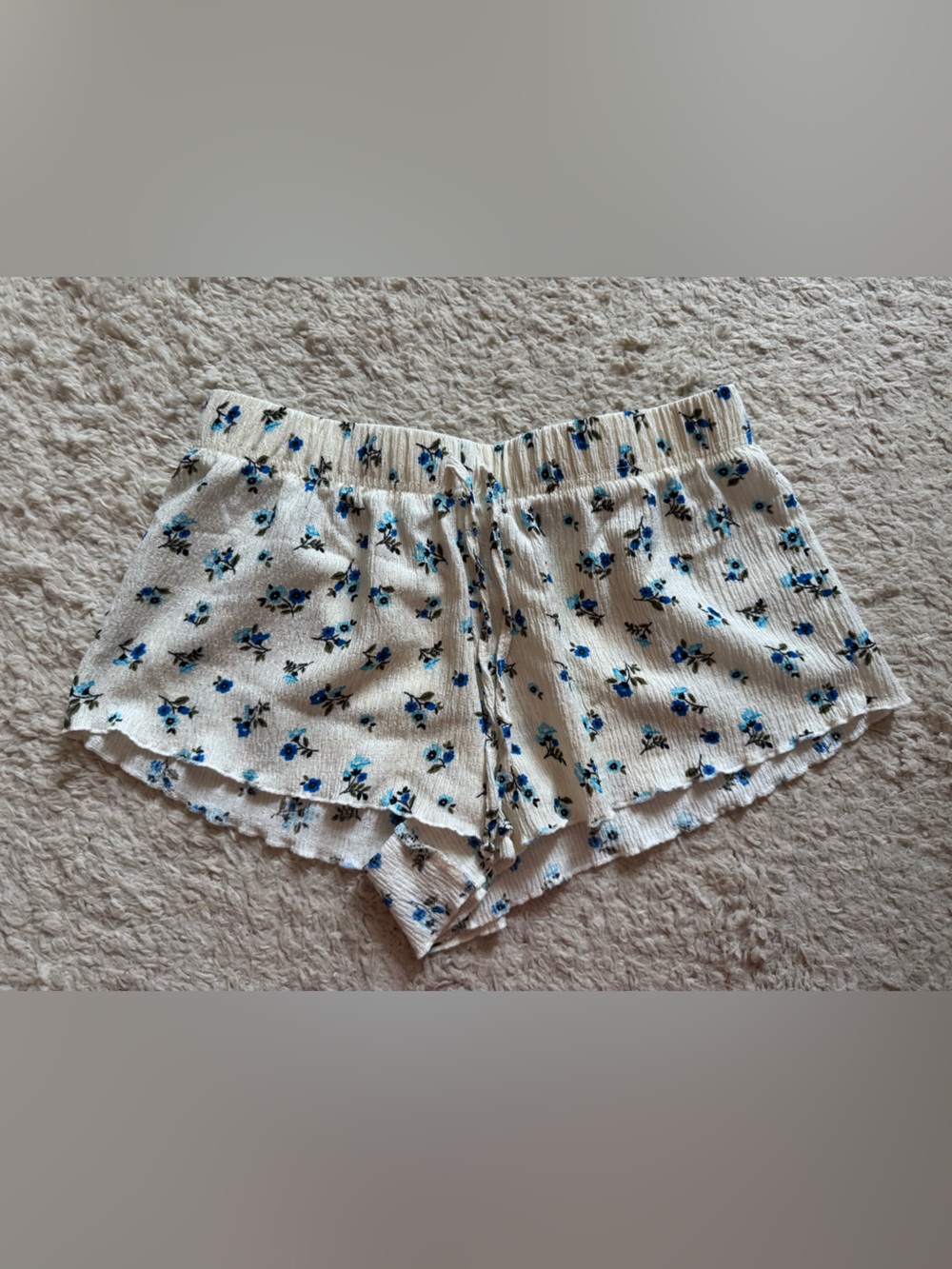 Women's Cream Floral Lounge Shorts - Lightweight Casual
